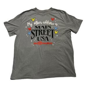 Walt Disney World Main Street USA T-Shirt XL Heather Gray Mickey Balloons